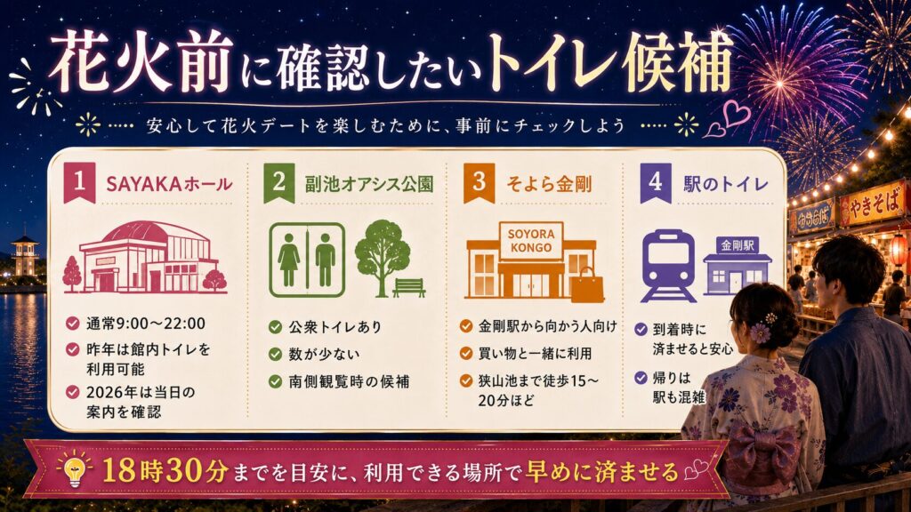 花火前に確認したいトイレ候補