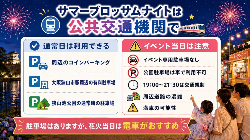 サマーブロッサムナイトは公共交通機関で