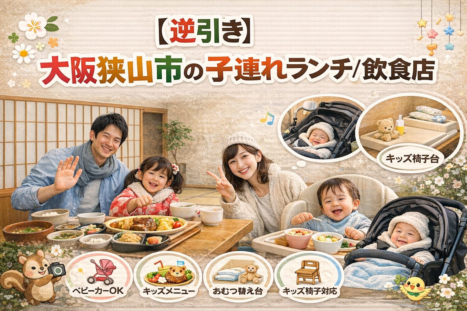 【逆引き】大阪狭山市で赤ちゃん子連れOKのランチ/飲食店｜ベビーカーOK・おむつ替え台・キッズ椅子対応