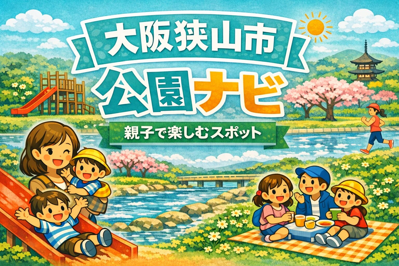 大阪狭山市の公園ナビ【保存版】|大型・遊具・水遊び・桜・散歩コースを目的別に探せる