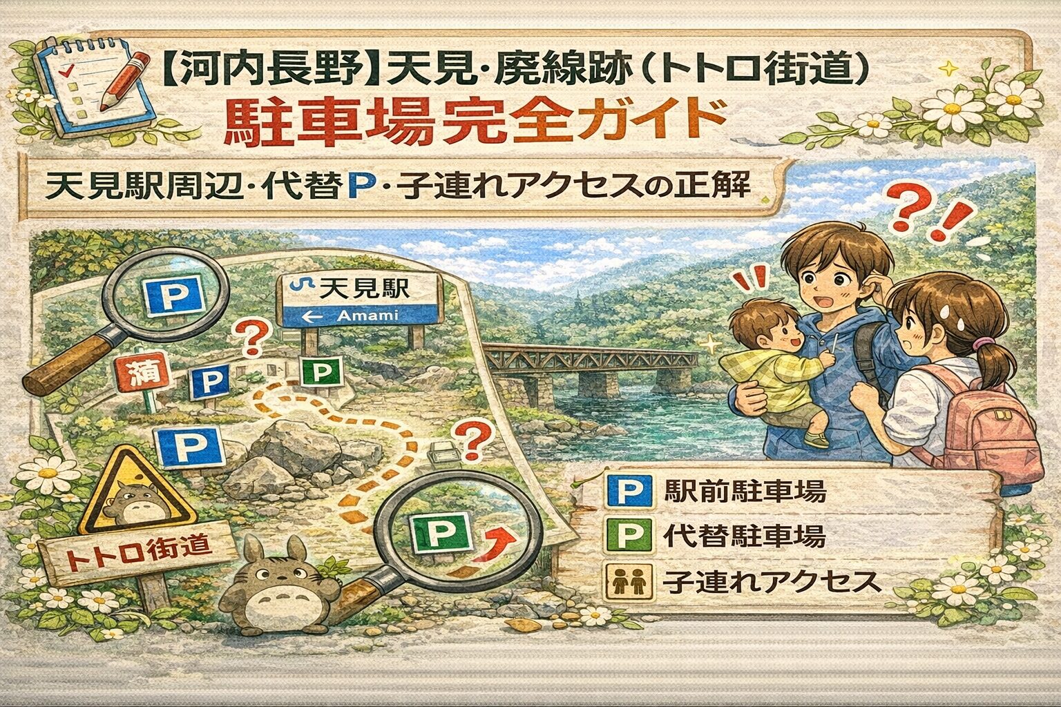 【河内長野】天見・廃線跡(トトロ街道)駐車場完全ガイド|天見駅周辺・代替P・子連れアクセスの正解
